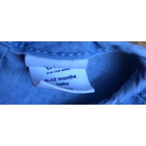Baby Gap 6-12M Long Sleeve Light Denim Jean Ruffle Blouse Top - Picture 2 of 4